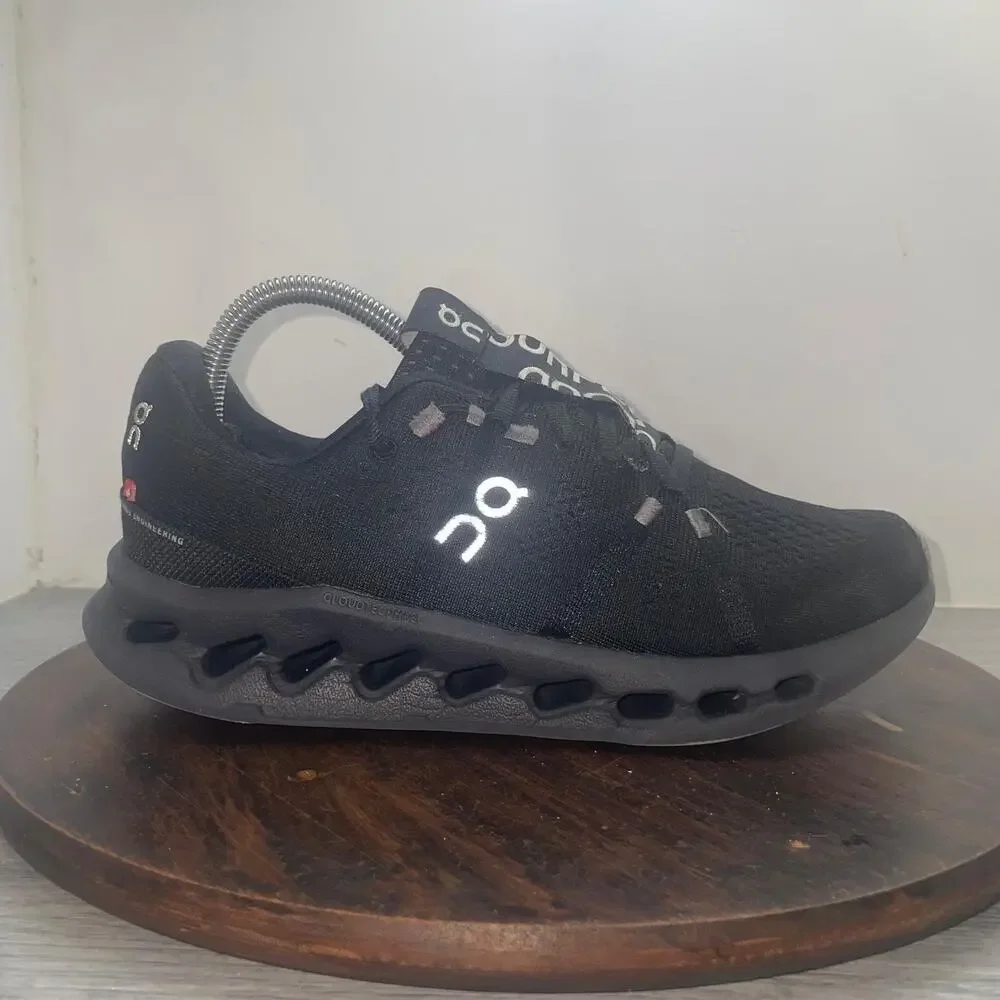 On Cloudsurfer Mens Size 7.5 All Black Athletic Running Walking Shoes Sneakers